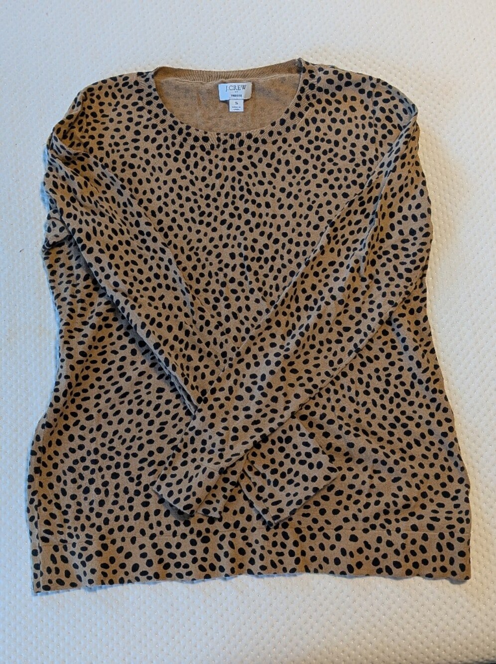 J. Crew Tan Sweater with Black Spot Print